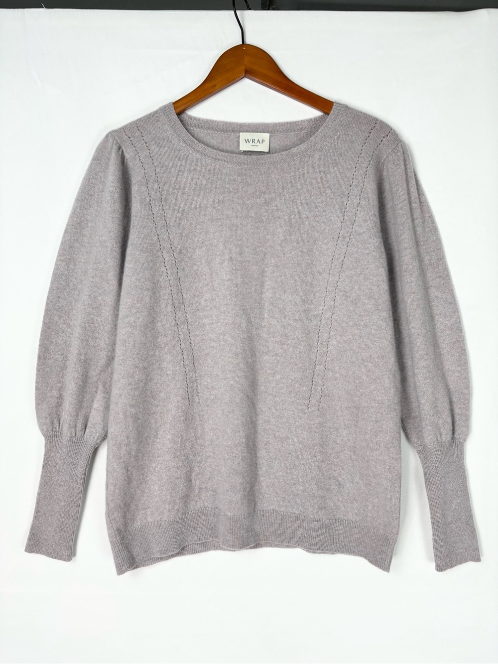 Wrap London Cashmere Sweater‎ Purple Boho Crew Neck Balloon Sleeve